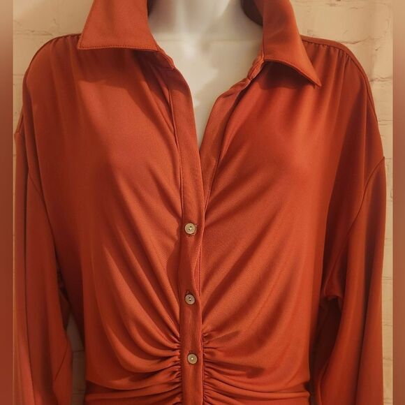 NWT Cinq a Sept  "Arden" Ruched Matte Jersey Button-up Mini Dress sz.S Ret.$345 - Picture 3 of 8